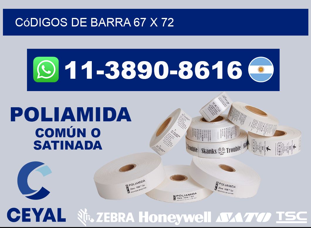 códigos de barra 67 x 72