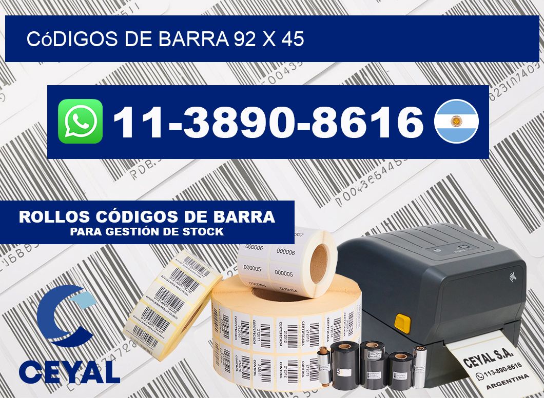 códigos de barra 92 x 45