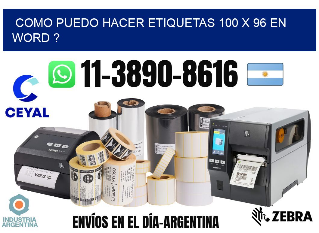 como puedo hacer etiquetas 100 x 96 en word ?