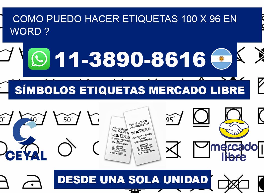 como puedo hacer etiquetas 100 x 96 en word ?