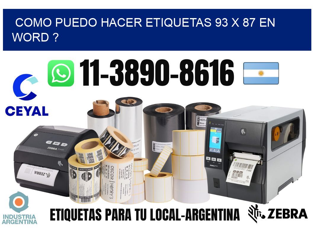 como puedo hacer etiquetas 93 x 87 en word ?