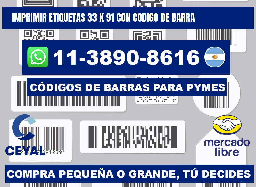 imprimir etiquetas 33 x 91 con codigo de barra