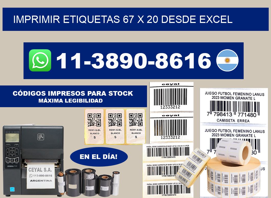 imprimir etiquetas 67 x 20 desde excel
