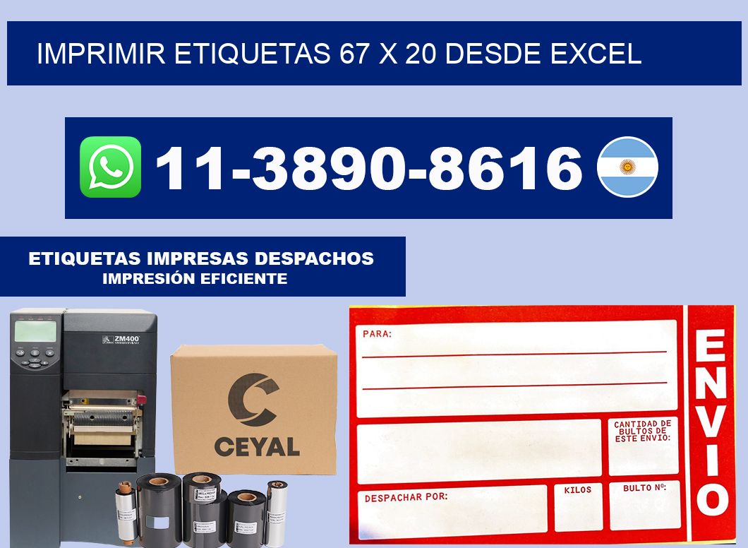 imprimir etiquetas 67 x 20 desde excel