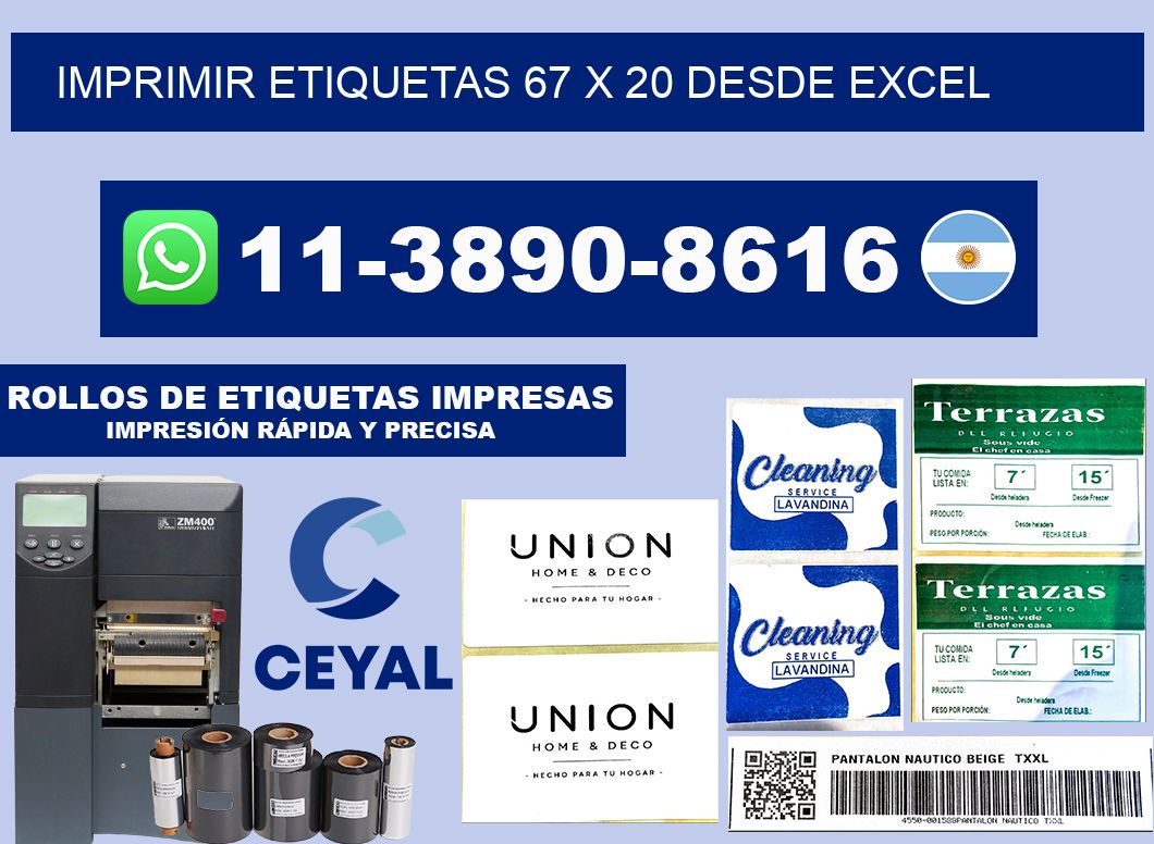 imprimir etiquetas 67 x 20 desde excel