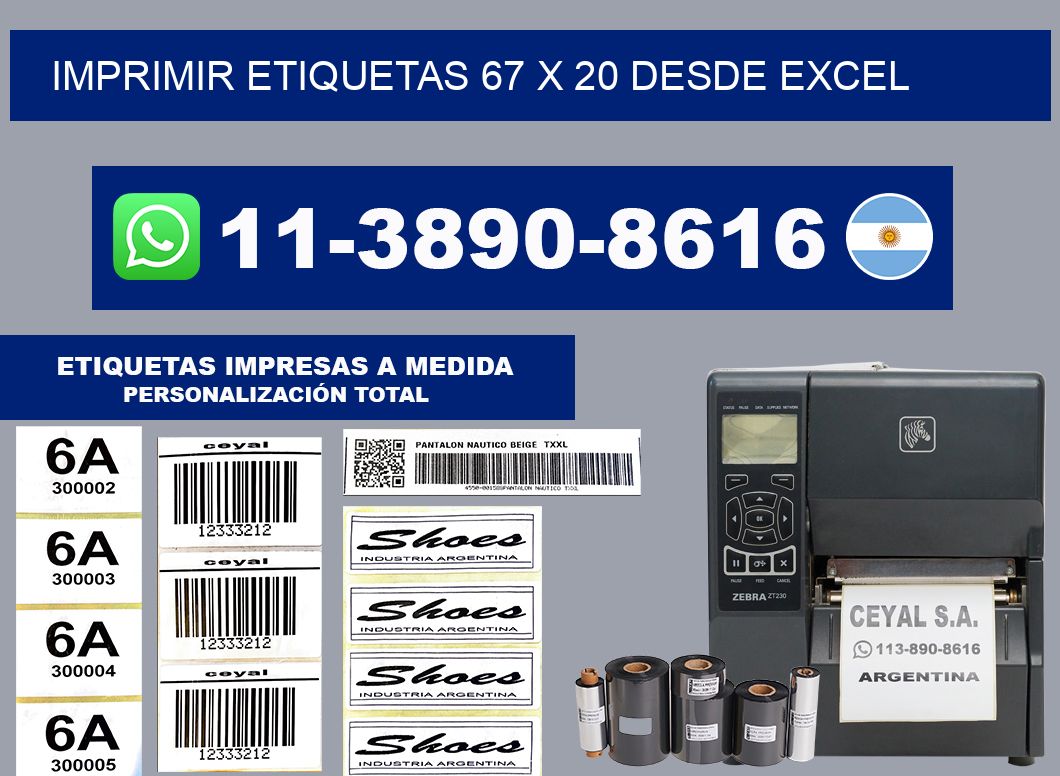 imprimir etiquetas 67 x 20 desde excel