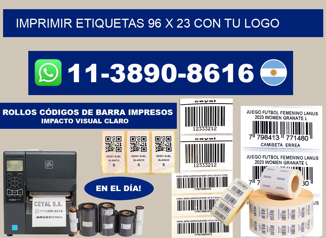 imprimir etiquetas 96 x 23 con tu logo