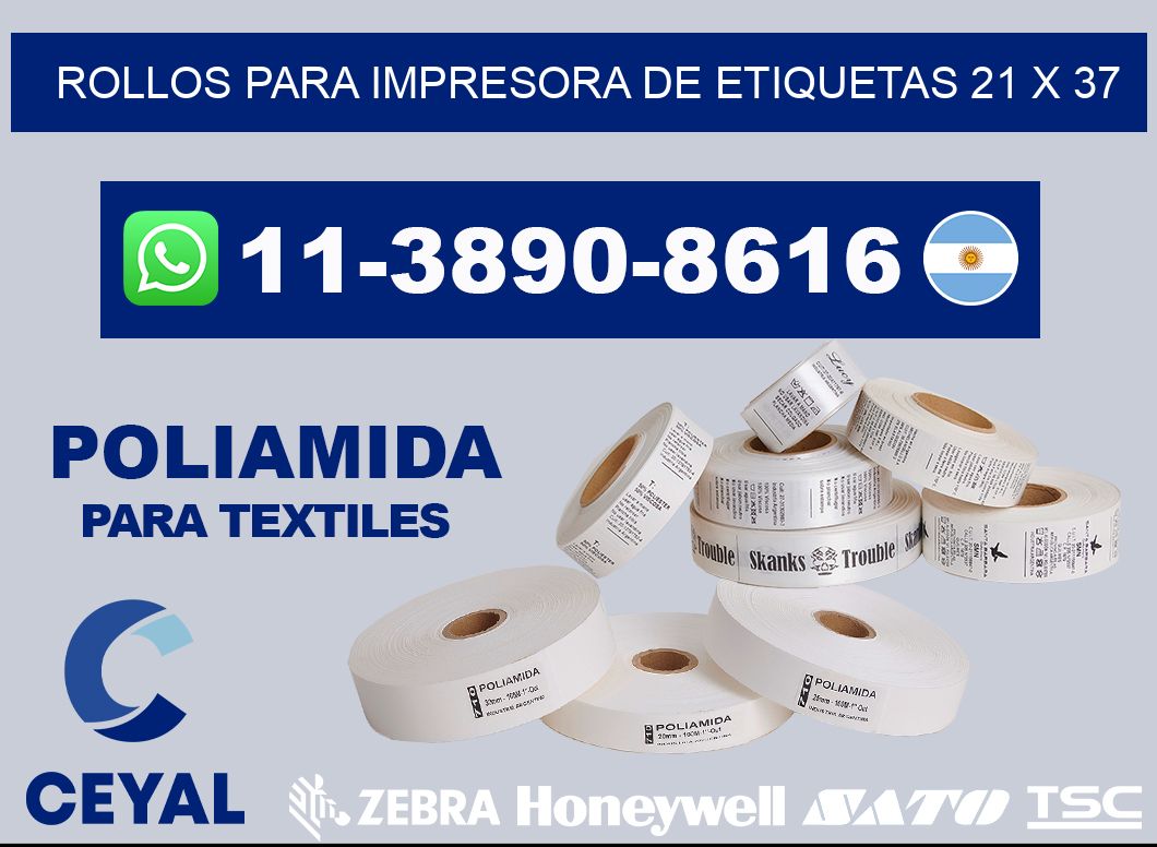 rollos para impresora de etiquetas 21 x 37