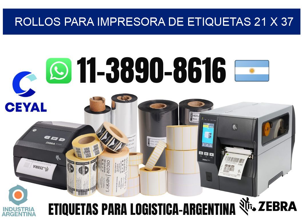 rollos para impresora de etiquetas 21 x 37