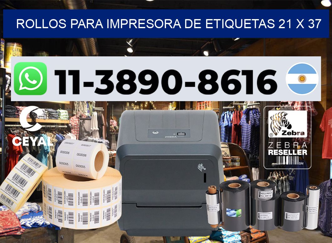 rollos para impresora de etiquetas 21 x 37