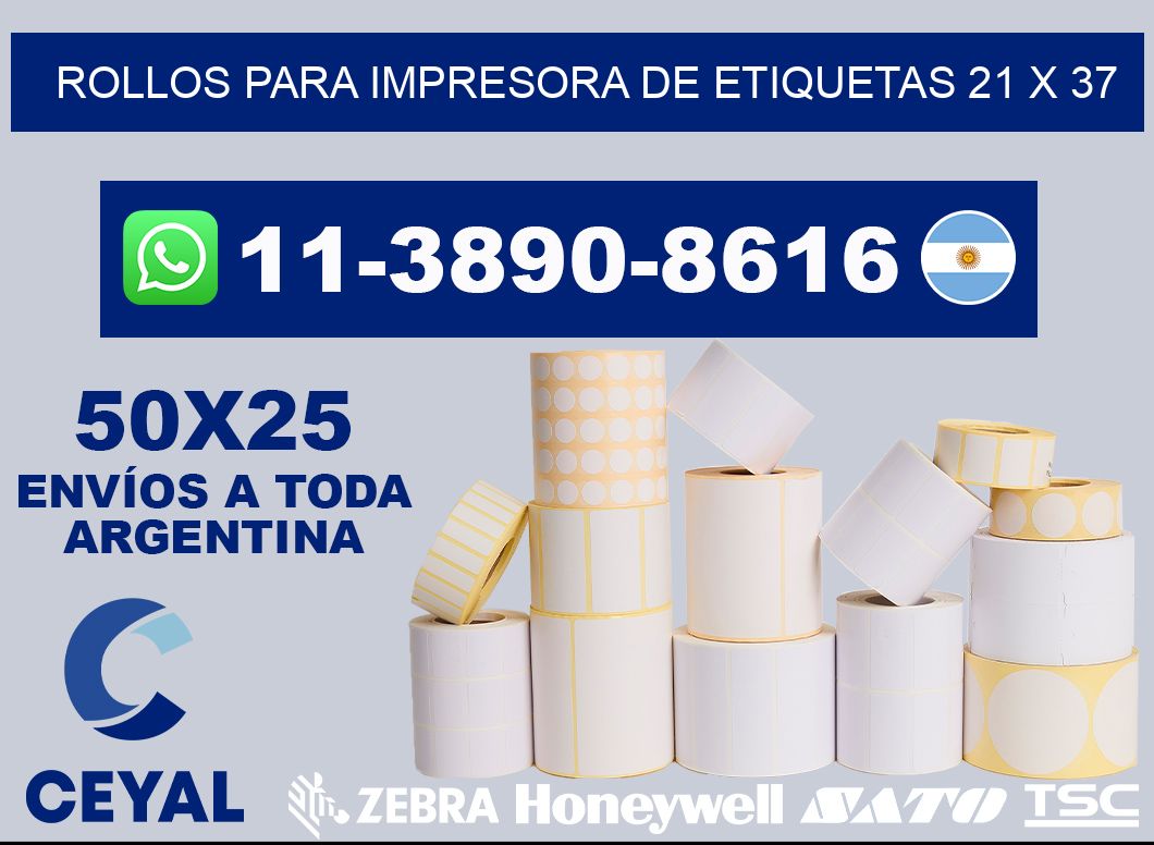rollos para impresora de etiquetas 21 x 37