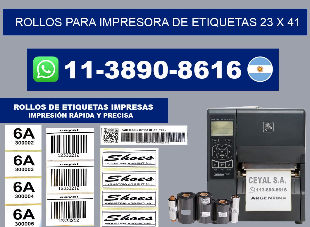 rollos para impresora de etiquetas 23 x 41