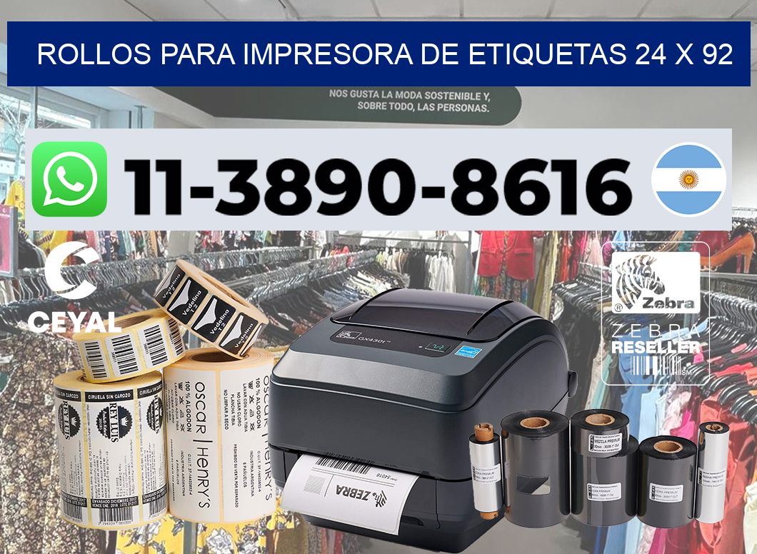 rollos para impresora de etiquetas 24 x 92
